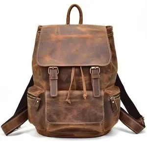 GRUNTLUXURY Brown Buffalo Leather Backpack DLC BUFFALO LEATHER BACKPACK - BROWN main image 4